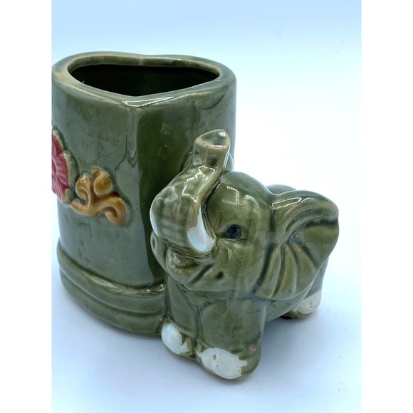 Vintage Good Luck Elephant Art Pottery Planter Ceramic Succulent Plant Holder/Ra - Picture 2 of 6